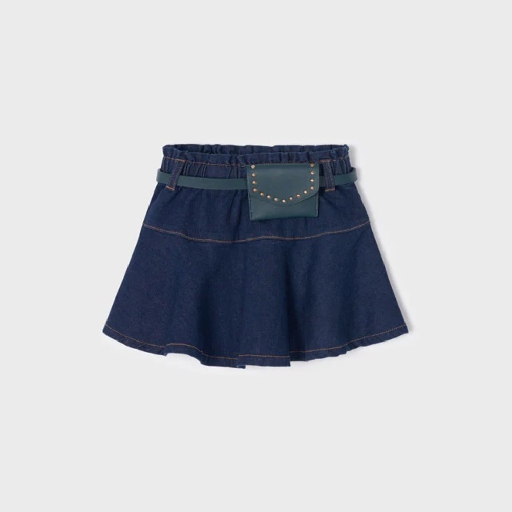 Size 9 Girls Mayoral Navy Skirt with Studded Belt